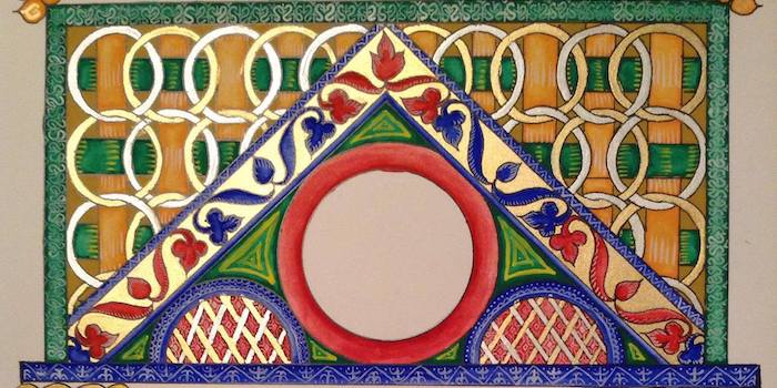 Close up of a scroll Muirgen painted.